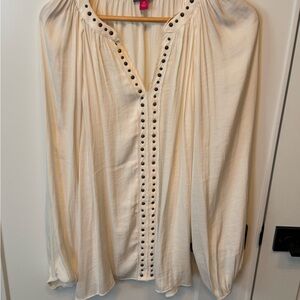 Vince Camuto Cream Blouse with Metal Accents